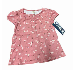OshKosh B'gosh Baby Girls Pink & White Floral Short Sleeve Tops Various Sizes